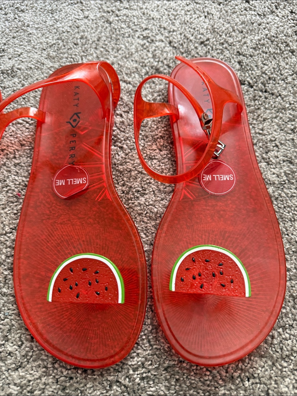 Katy Perry Collections Red Jelly Sandals with Watermelon Accent